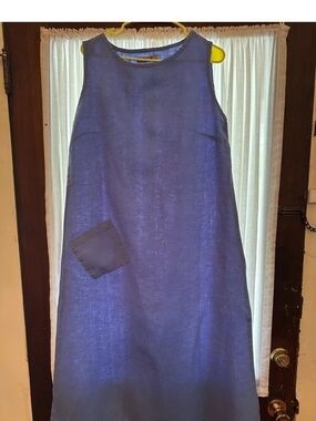 Flax Sleeveless Lavender-Blue Linen Midi Dress